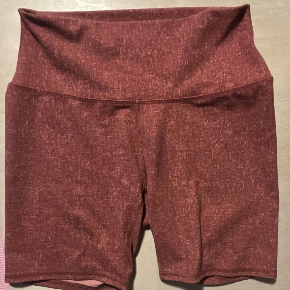 RBX Active Women’s Biker Shorts M Red Heathered Stretch Knit Gym & Training